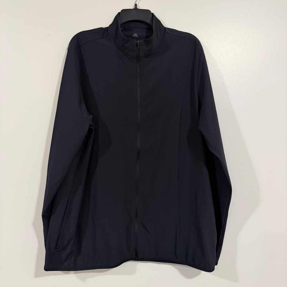adidas Golf Core Wind Jacket Mens Large Black Full Zip Mock Neck Lightweight